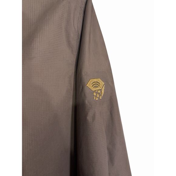 Mountain Hardwear Men's 2XL 100% Nylon Hooded Brown Rain Wind Jacket DryQ Evap - Picture 3 of 8